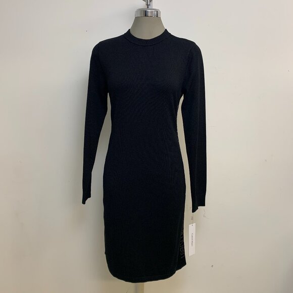 New CALVIN KLEIN Elegant Sweater Dress Crew Neck All Sizes - Picture 1 of 6